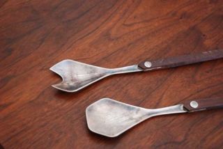 Mid Century Modern Salad Serving Fork & Spoon Retro Vintage Sculptural Design photo