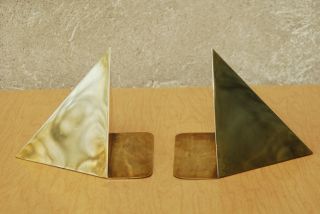 Brass Bookends Triangle Pyramid Obelisk Vintage Mid Century Modern I Like Mikes photo