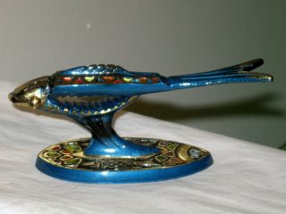 Mid Century Israel Brass Blue Enamel Fish Nut Cracker photo
