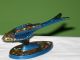 Mid Century Israel Brass Blue Enamel Fish Nut Cracker Mid-Century Modernism photo 1