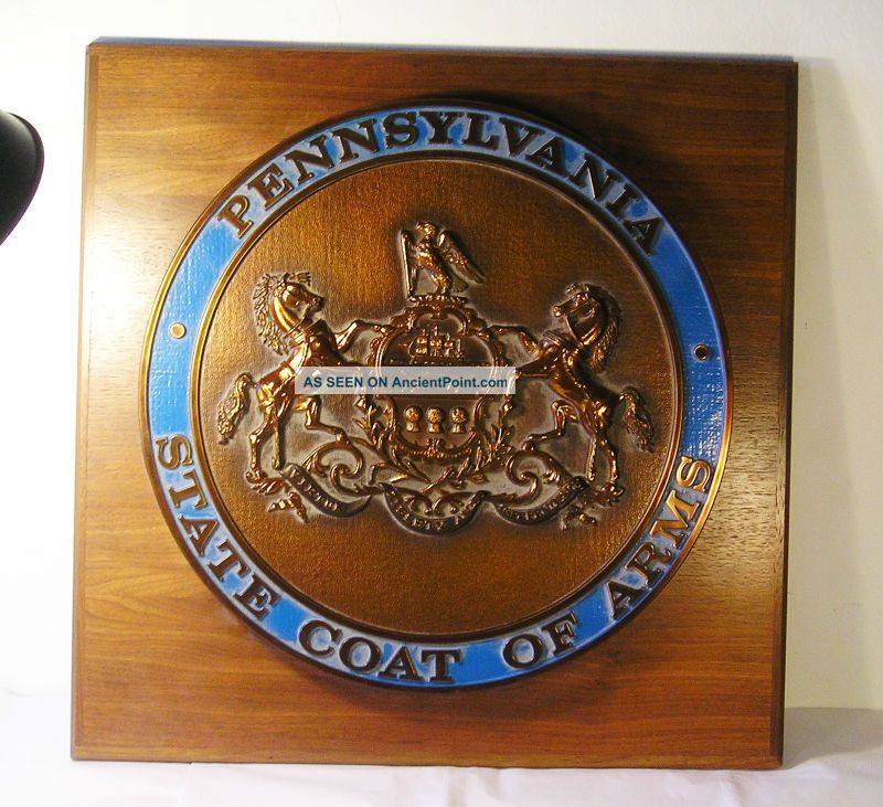 Pennsylvania State Coat Of Arms Wall Plaque F3 Mid-Century Modernism photo