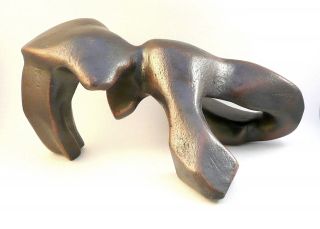 Vintage 1970s 80s Signed Abstract Modernist Bronze Sculpture By Roberto Vitgelio photo