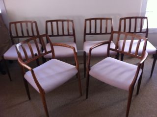6 Vintage Danish Jl Moller Rosewood Chairs 66 & 83 photo