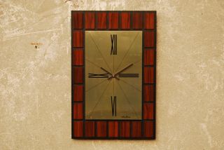 Seth Thomas Block Pattern Wall Clock Mid Century Modern photo