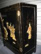 Mid Century Black Lacquer Applied Asian Figures Chest Mid-Century Modernism photo 1