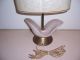 Vintyage Mid - Century Crackle Pottery Lamp W/ Fiberglass Shade Mid-Century Modernism photo 3