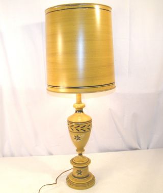 Vintage Mid Century Danish Modern Table Lamp W/ Shade Retro Gold Country photo