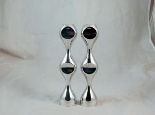 Pair Modern Styel Nambe Candlesticks,  6238,  9 