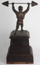 Weight Lifting Sport Trophy Vintage Old Authentic Bronze Muscle Man Antique Rare Mid-Century Modernism photo 5