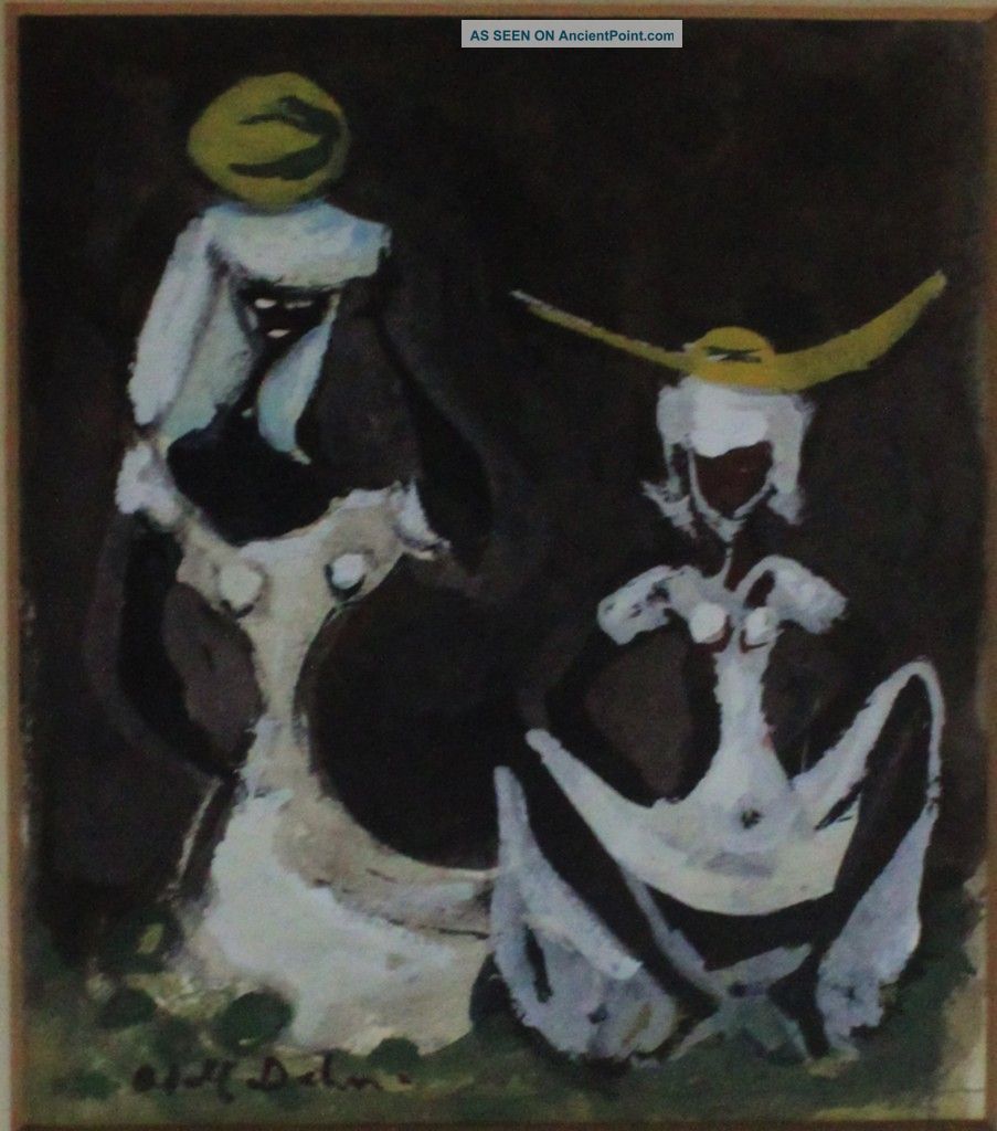 Adolf Dehn Painting Signed Haitian Women Provenance Aaa Gallery Label Ca.  1950 ' S Mid-Century Modernism photo