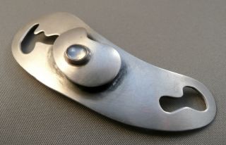 Big Vintage 1950s Sam Kramer Sterling & Moonstone Abstract Biomorphic Modern Pin photo