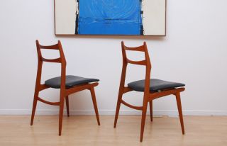 Mid Century Modern Pair Of Italian Mahogany Chairs Sculptural Shape Leggera photo