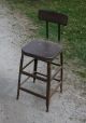 Vintage Industrial Era / Mid Century Modernism Metal High Stool With Back 1900-1950 photo 1