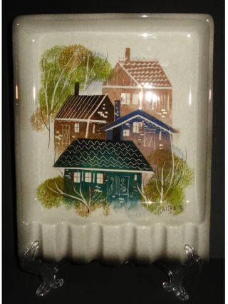 Vintage Sascha Brastoff Rooftops Pottery Ashtray Signed California Mid Century photo