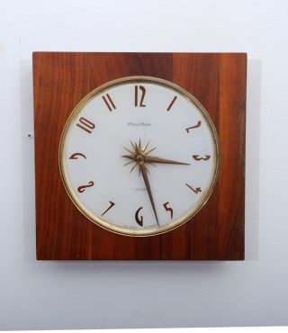 Phinney Walker Transistor Wall Clock Mid Century Mod Walnut Frame Swiss France photo
