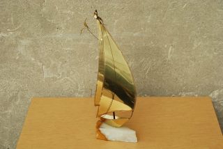 Vintae Brass Sailboat Desk Sculpture Granite Base 1982 Mid Century I Like Mikes photo