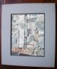Abstract Modernist Cityscape By Gentry,  1956,  W/c And Ink Painting Mid-Century Modernism photo 1