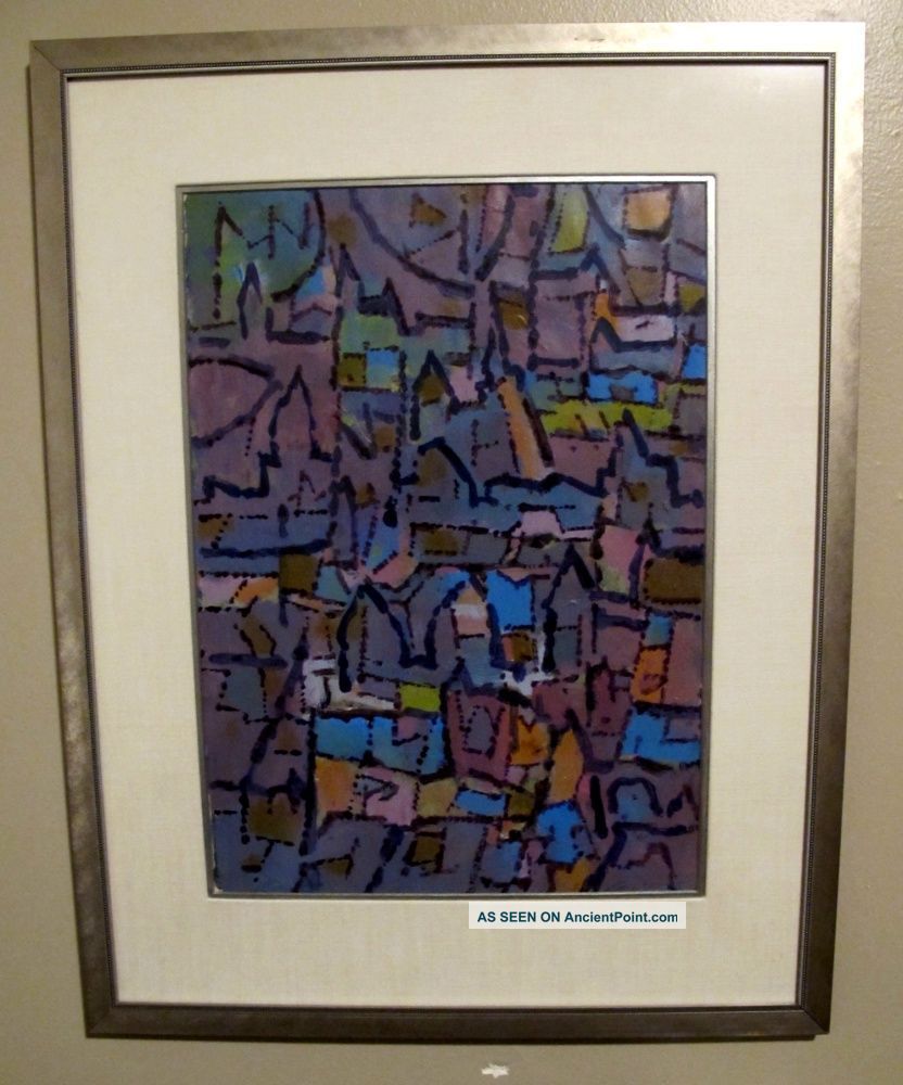Mid Century Modern Abstract Oil On Paper Paul Klee Style Mid-Century Modernism photo
