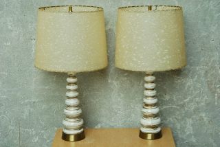 Cream Gold Ceramic Lamps Vintage 1960 I Like Mikes Mid Century Modern 300+ Items photo