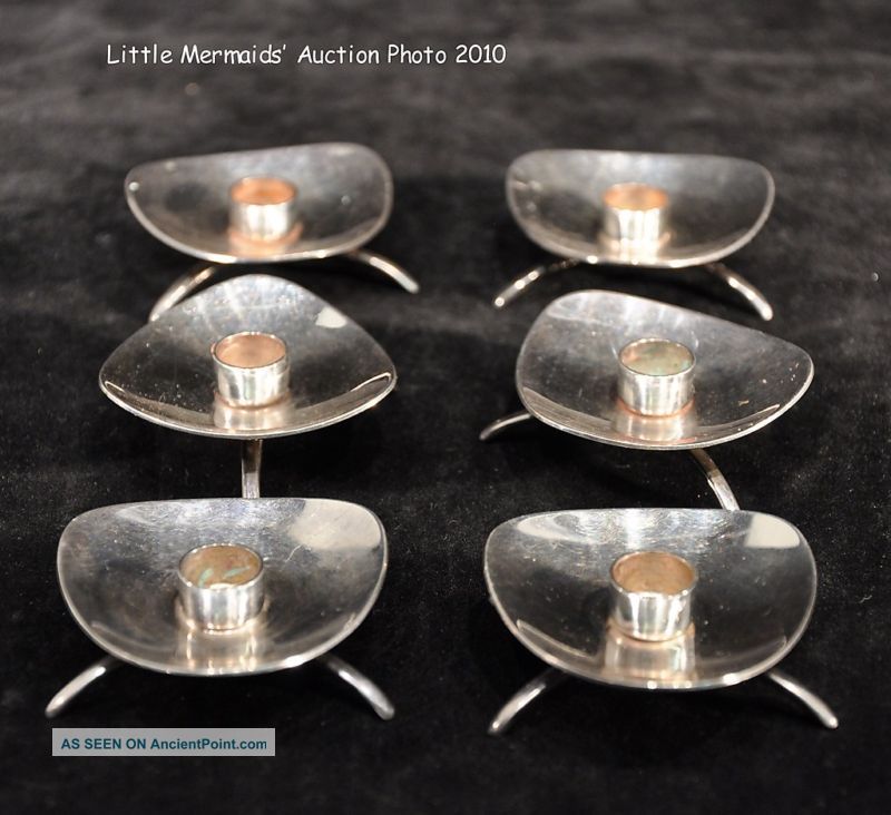 Carl M.  Cohr Mcm Silverplated Candle Holders Qty 6 Mid-Century Modernism photo