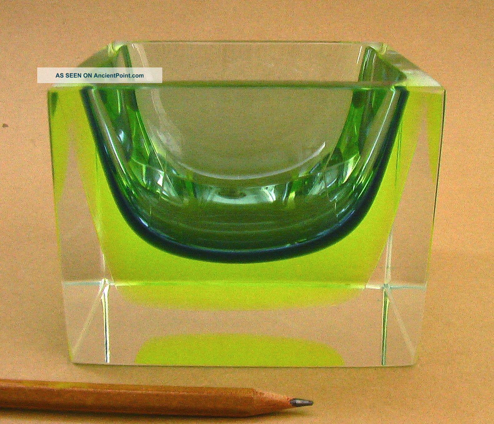1960s Murano Sommerso Geode Cube Bowl Italian Art Glass Mandruzzato Poli Italy Mid-Century Modernism photo