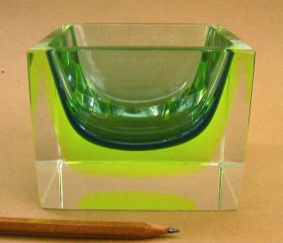 1960s Murano Sommerso Geode Cube Bowl Italian Art Glass Mandruzzato Poli Italy photo