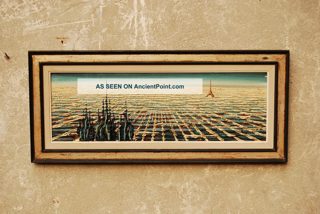 Paris Abstract Cityscape Raised Oil Mid Century Modern Mid-Century Modernism photo