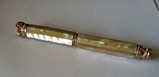 Antique Mother Of Pearl Gold Opera Glasses Holder Vintage Mint Rare photo