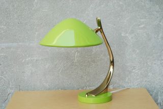 Laurel Desk Lamp Restored Green Brass Ufo Mid Century Modern Vintage I Like Mike photo