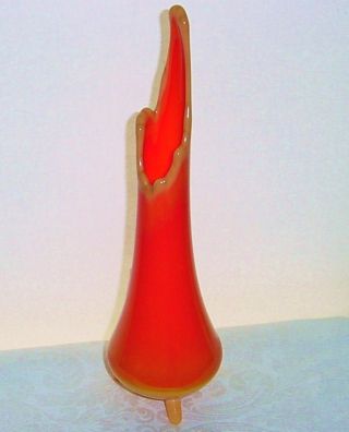 Intensely Flamboyant Modern Glass Vase Mid 20th C American Almost 13 