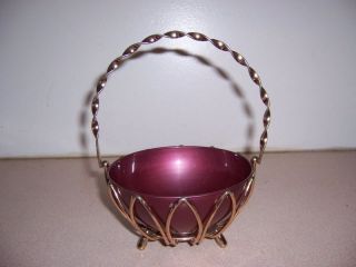 Vintage Mid - Century Retro Peoria Plastic & Metal Candy Basket photo