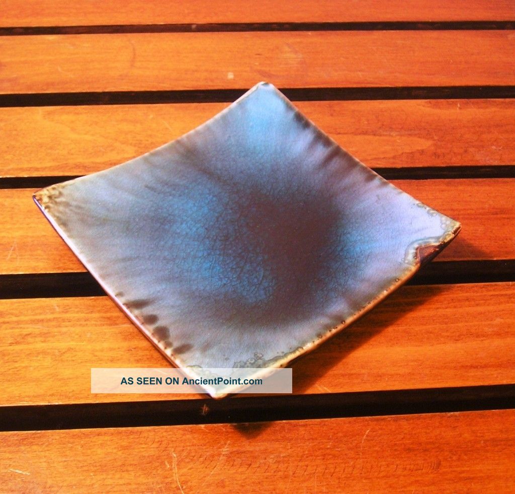 Japanese Raku Pottery Dish A21 Mid-Century Modernism photo
