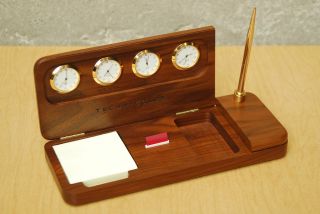 4 Clock Wood Desk Pen Holder Set By Technicolor Mid Century Modern I Like Mikes photo