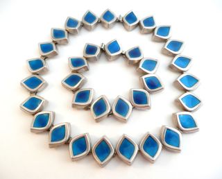 Vintage 50s A.  Michelsen & Borgila Sweden Sterling Enamel Necklace & Bracelet photo