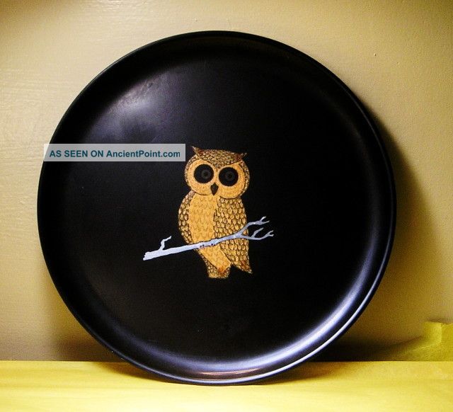 Vintage Inlayed Owl Tray Couroc Monterey B24 Mid-Century Modernism photo