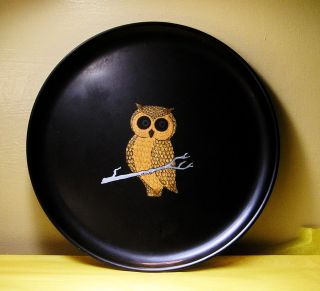 Vintage Inlayed Owl Tray Couroc Monterey B24 photo