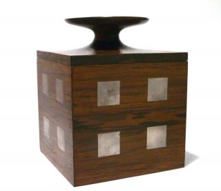 Handsome Hans Hansen Denmark Sterling Silver Rosewood Cubus Box Modernist photo