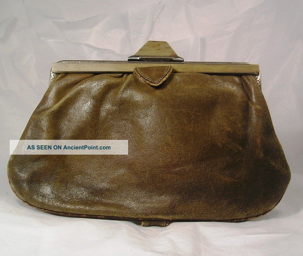 Antique Pocketbook With Interior Change Purse C13 Mid-Century Modernism photo