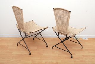 Mid Century Modern Wicker & Iron Acapulco Chairs Sculptural Shape photo