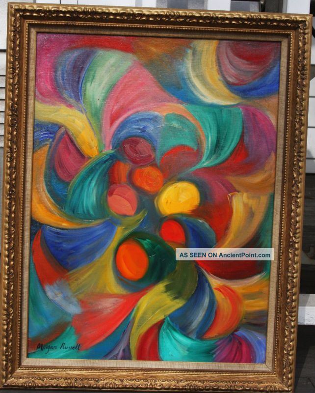 Signed Morgan Russell; Oil,  Mid Century Modern Abstract Mid-Century Modernism photo