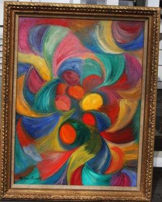Signed Morgan Russell; Oil,  Mid Century Modern Abstract photo