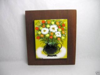 Mid Century Copper Enamel Flowers Wall Plaque Anderson photo