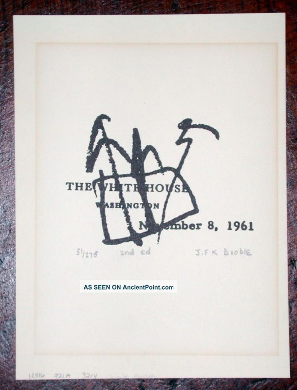 The White House,  Washington Nov 8,  1961 By J.  F.  K Dooble Mid-Century Modernism photo