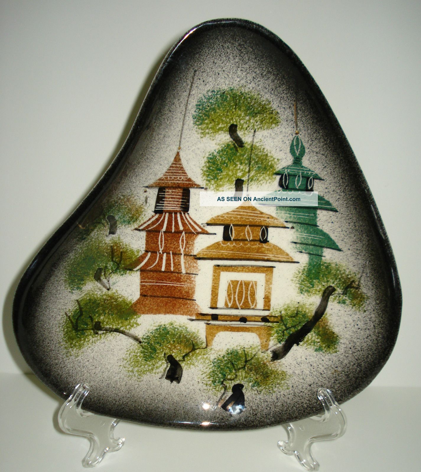 Mid Century Modern Sascha Brastoff Pottery Rooftops Tray Pagoda California Signd Mid-Century Modernism photo