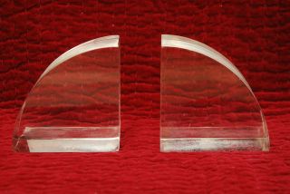 Lucite Vintage Bookends Clear Acrylic Mid Century Modern I Like Mikes 300+ Items photo
