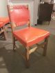 Set Of Four Ranch Oak/orange Leather Dining Chairs C1950s Post-1950 photo 1