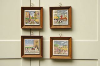 Series Tile Parisian Street Scenes Vintage Mid Century photo