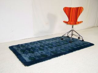 Vintage Retro Floor Rug Carpet 1970s Danish Rya Design Shag Pile Panton Era 60s photo