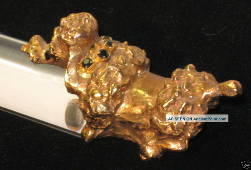 Atomic W German Ruberg Gold Poodle Dog Lucite Magnifier Mid-Century Modernism photo