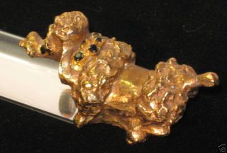 Atomic W German Ruberg Gold Poodle Dog Lucite Magnifier photo
